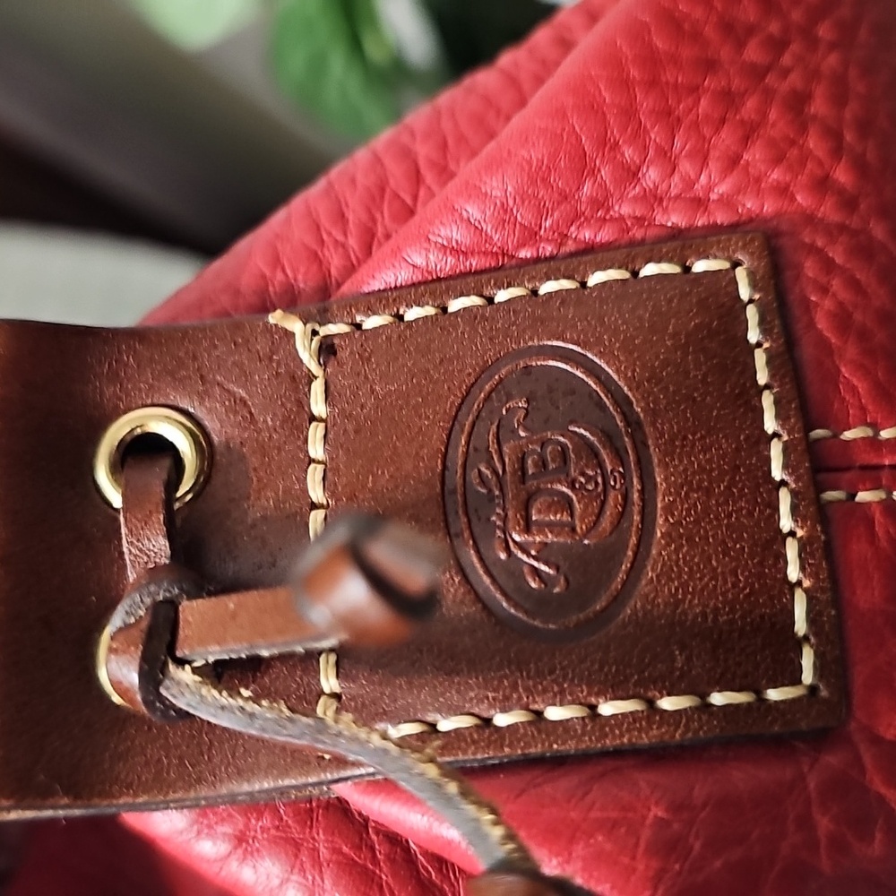 Dooney & Bourke Red Pebble Leather Drawstring  Bag EUC - Picture 15 of 15